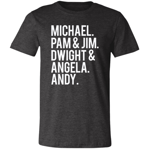 THE OFFICE CHARACTERS HEATHER DARK GREY BELLA CANVAS TEE - SIZES TO 4XL