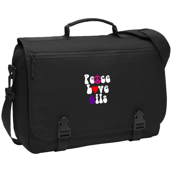 EMBROIDERED PEACE LOVE OILS Port Authority Messenger Briefcase