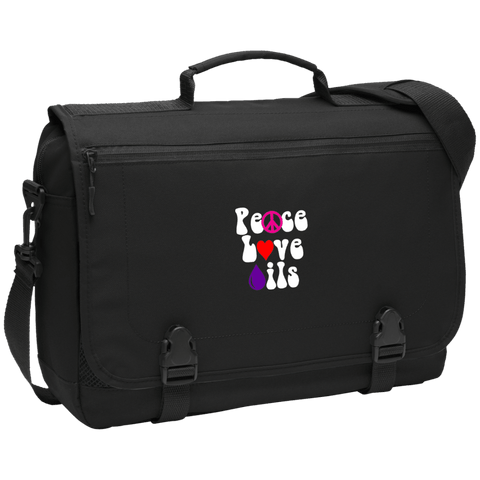 EMBROIDERED PEACE LOVE OILS Port Authority Messenger Briefcase
