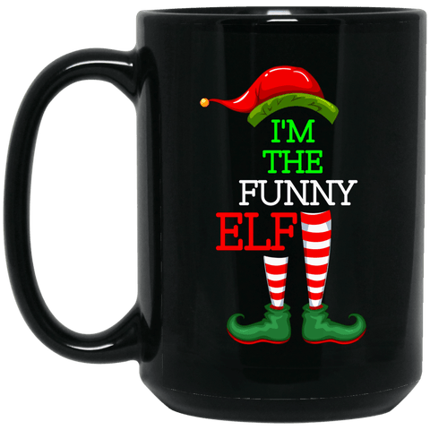 FUNNY ELF 15 oz. Black Mug