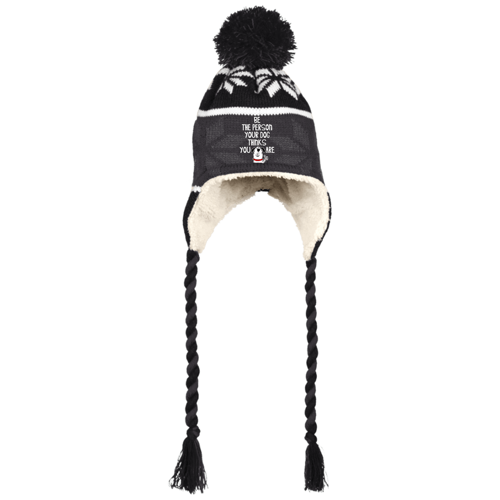 BE THE PERSON Holloway Hat with Ear Flaps and Braids - EMBROIDERED Design