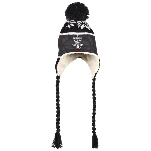 BE THE PERSON Holloway Hat with Ear Flaps and Braids - EMBROIDERED Design