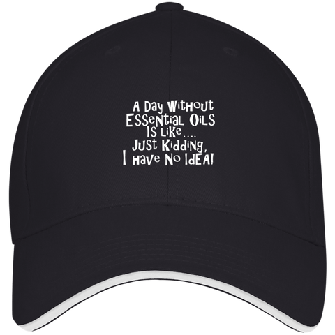 EMBROIDERED ESSENTIAL OILS Bayside USA Made Structured Twill Cap With Sandwich Visor