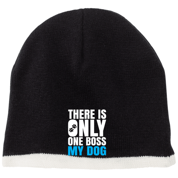 DOG IS BOSS 100% Acrylic Beanie-  EMBROIDERED Design