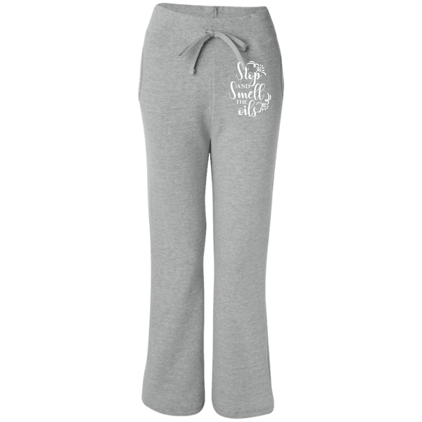 EMBROIDERED SMELL THE OILS Women's Open Bottom Sweatpants with Pockets - 4 Colors to Choose From