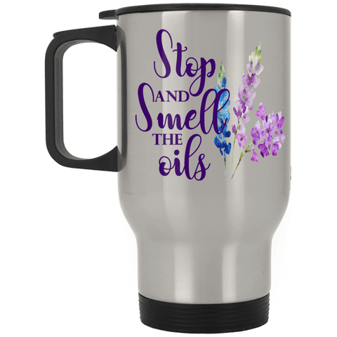 SMELL THE OILS Silver Stainless Travel Mug - 14 oz.