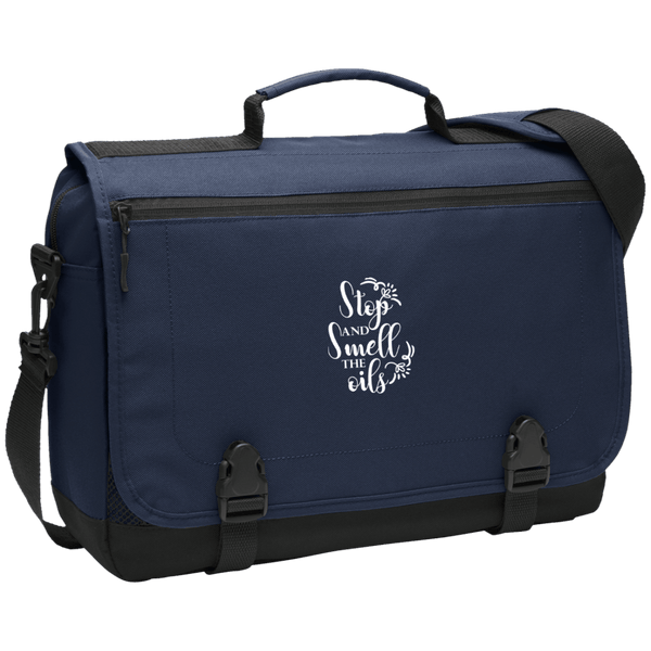 EMBROIDERED SMELL THE OILS Port Authority Messenger Briefcase - 3 Colors to Choose From