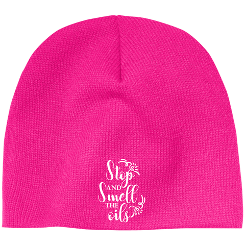 EMBROIDERED SMELL THE OILS 100% Acrylic Beanie - 5 Colors to Choose From