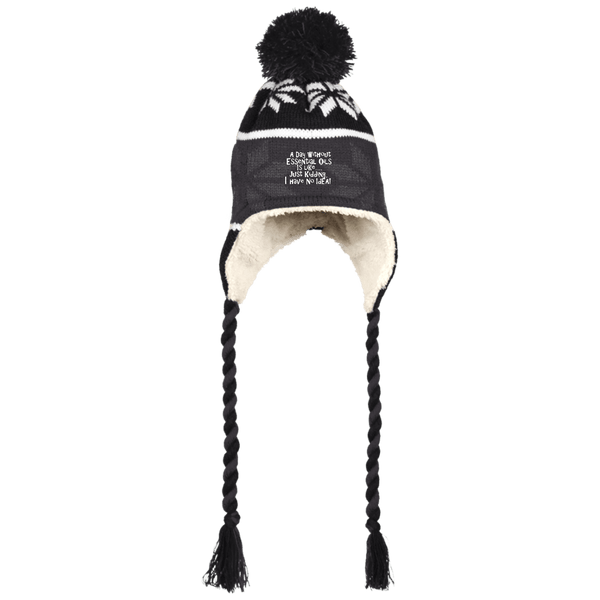 EMBROIDERED ESSENTIAL OILS Holloway Hat with Ear Flaps and Braids