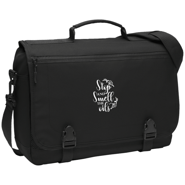 EMBROIDERED SMELL THE OILS Port Authority Messenger Briefcase - 3 Colors to Choose From