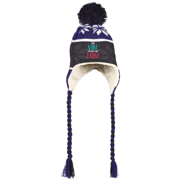 EMBROIDERED VIBE Holloway Hat with Ear Flaps and Braids