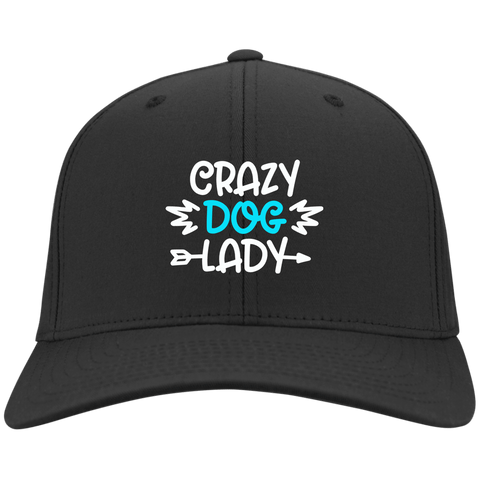 CRAZY DOG LADY Sport-Tek Dry Zone Nylon Cap - EMBROIDERED design