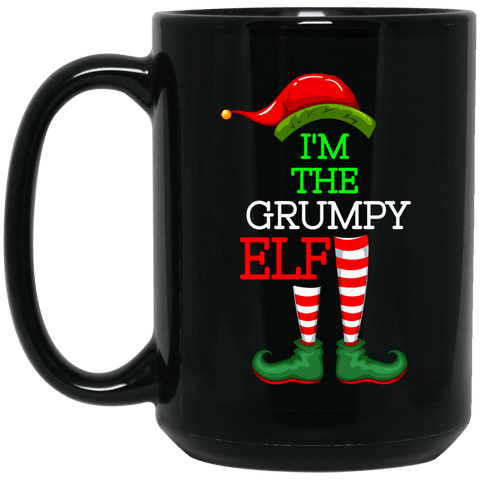 GRUMPY ELF 15 oz. Black Mug