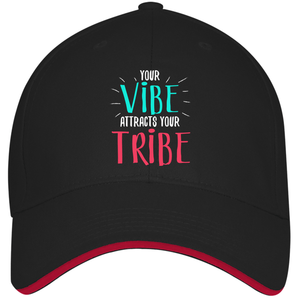 EMBROIDERED VIBE Bayside USA Made Structured Twill Cap With Sandwich Visor