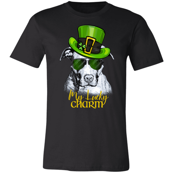 COOL LUCKY CHARM PIT BULL BLACK BELLA CANVAS TEE - SIZES TO 4XL