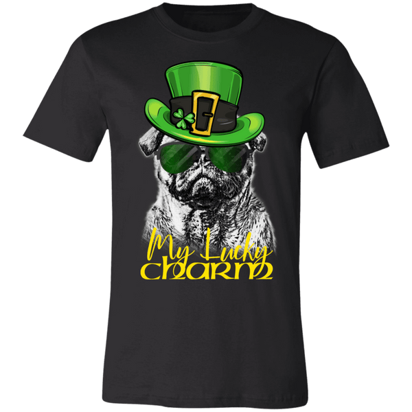 COOL LUCKY CHARM PUG BELLA CANVAS TEES - SIZES TO 4XL - 2 COLORS