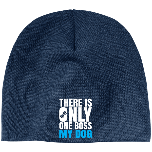 DOG IS BOSS 100% Acrylic Beanie-  EMBROIDERED Design