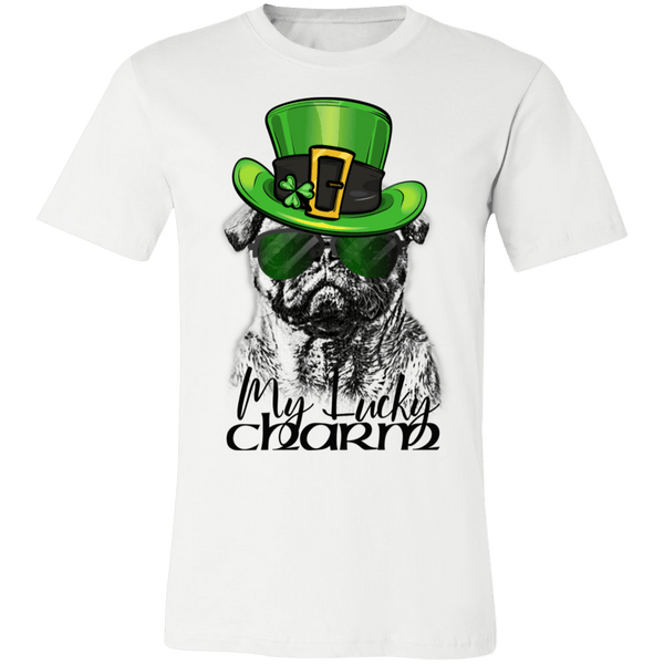 COOL LUCKY CHARM PUG CANVAS TEES - SIZES TO 4XL - 2 COLORS