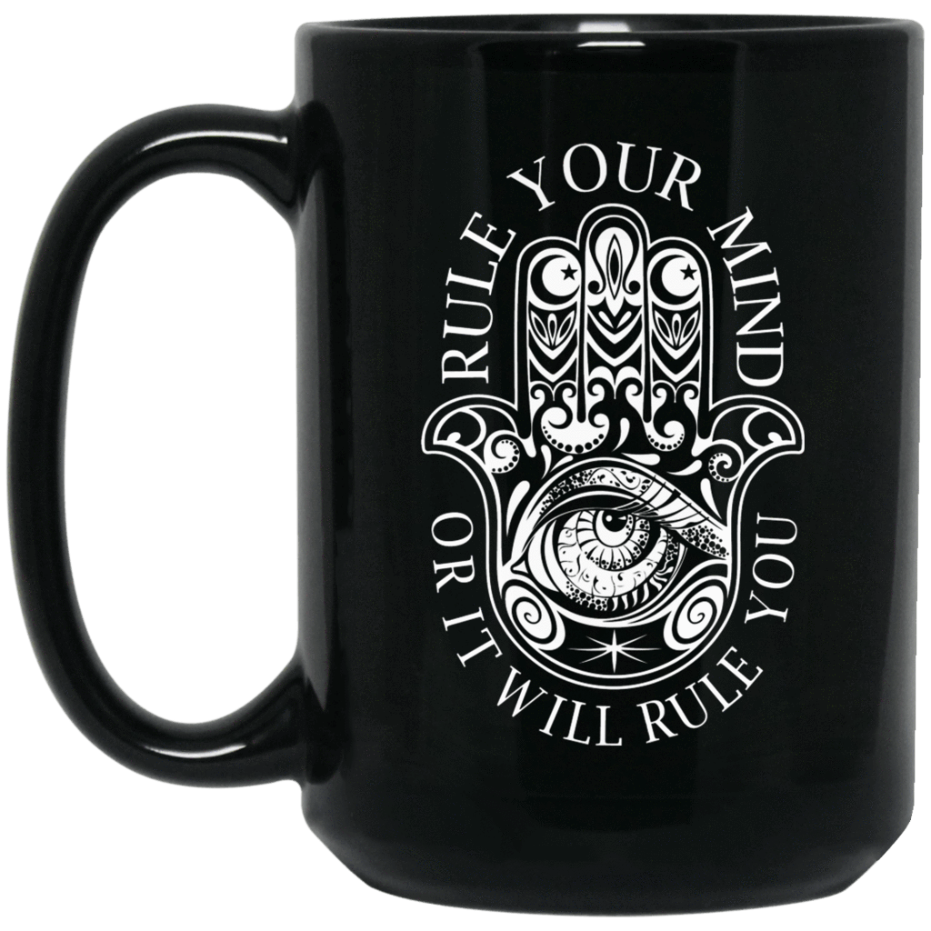 RULE YOUR MIND Black Mug - BIG 15 oz. size