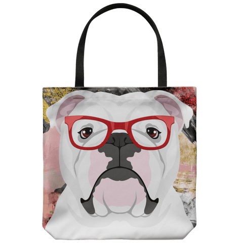 HIPSTER BULLDOG CANVAS TOTE