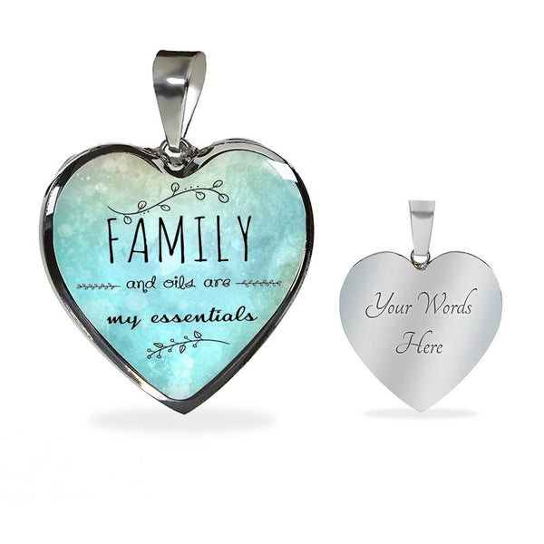 LUXURY STAINLESS STEEL FAMILY & OILS HEART NECKLACE - OPTIONAL ENGRAVING ON BACK - 18k GOLD FINISH OPTION TOO
