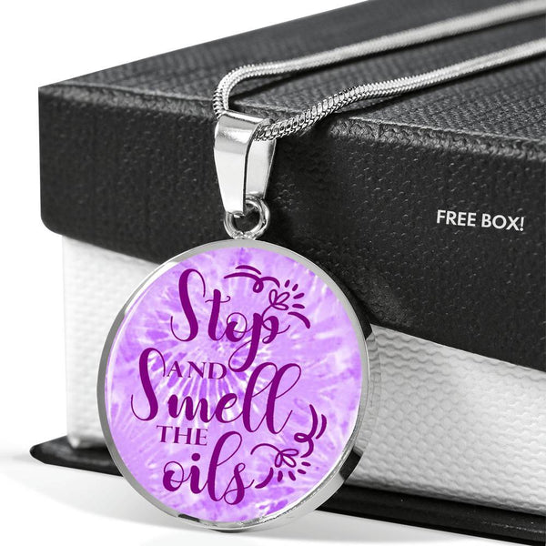 SUPERIOR STAINLESS STEEL SMELL THE OILS NECKLACE - OPTIONAL ENGRAVING ON BACK - 18k GOLD FINISH TOO
