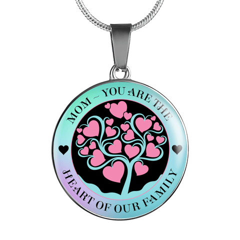 BEAUTIFUL HEART OF FAMILY NECKLACE SURGICAL STRENGTH STAINLESS STEEL BANGLE BRACELET & NECKLACE - OPTIONAL ENGRAVING