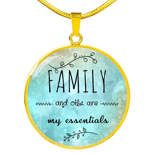SUPERIOR STAINLESS STEEL FAMILY & OILS NECKLACE - OPTIONAL ENGRAVING ON BACK - 18k GOLD FINISH OPTION TOO