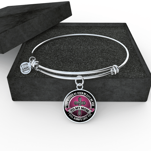 GORGEOUS GOD BLESSED ME SURGICAL STENGTH STAINLESS STEEL BANGLE BRACELET & NECKLACE - OPTIONAL ENGRAVING - OPTIONAL ENGRAVING