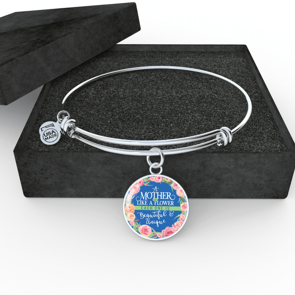 AWESOME LIKE A FLOWER SURGICAL STRENGTH STAINLESS STEEL BANGLE BRACELET & NECKLACE - OPTIONAL ENGRAVING