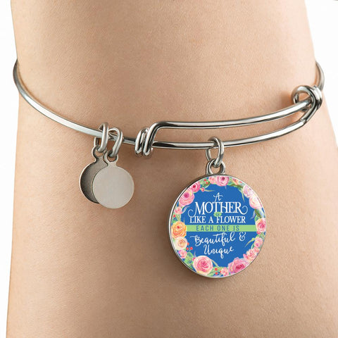 AWESOME LIKE A FLOWER SURGICAL STRENGTH STAINLESS STEEL BANGLE BRACELET & NECKLACE - OPTIONAL ENGRAVING