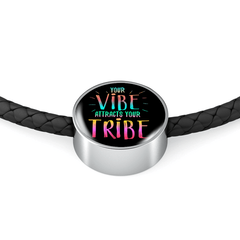 AWESOME "YOUR VIBE" WRAP AROUND BRAIDED LEATHER BRACELET