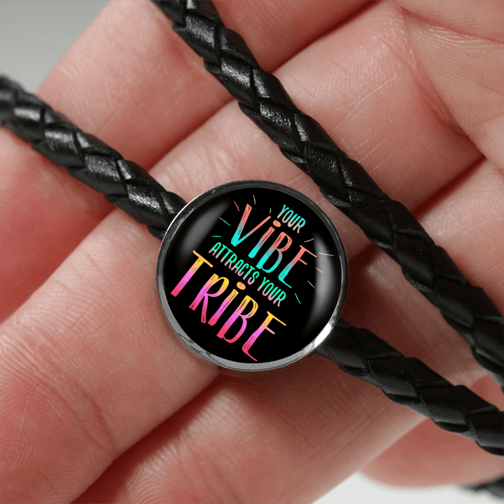 AWESOME "YOUR VIBE" WRAP AROUND BRAIDED LEATHER BRACELET