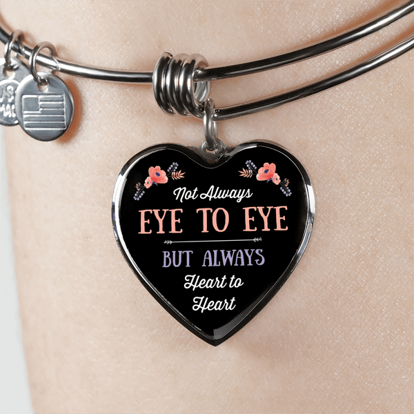 BEAUTIFUL EYE TO EYE SURGICAL STRENGTH STAINLESS STEEL NECKLACE & BANGLE BRACELET - OPTIONAL ENGRAVING