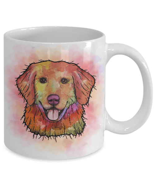 GORGEOUS WATERCOLOR GOLDEN RETRIEVER MUG - COMES IN WHITE TOO