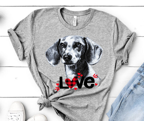 DACHSHUND LOVE BELLA CANVAS TEES - UP TO 4XL - PERFECT FOR VALENTINE'S DAY - 2 COLORS