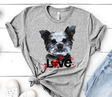 YORKIE LOVE BELLA CANVAS TEES - UP TO 4XL - PERFECT FOR VALENTINE'S DAY - 2 COLORS