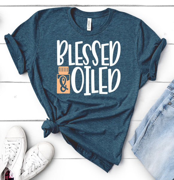FUN BLESSED & OILED UNISEX TEES - UP TO 4XL - BEAUTIFUL HEATHER COLORS