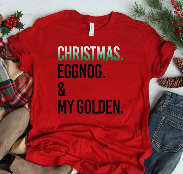 PERSONALIZED CHRISTMAS EGGNOG & DOG BELLA CANVAS TEES - UP TO 4XL - 4 COLORS