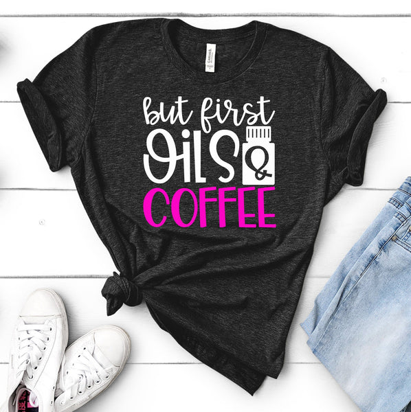 FUN OILS & COFFEE UNISEX TEES - UP TO 4XL - BEAUTIFUL HEATHER COLORS