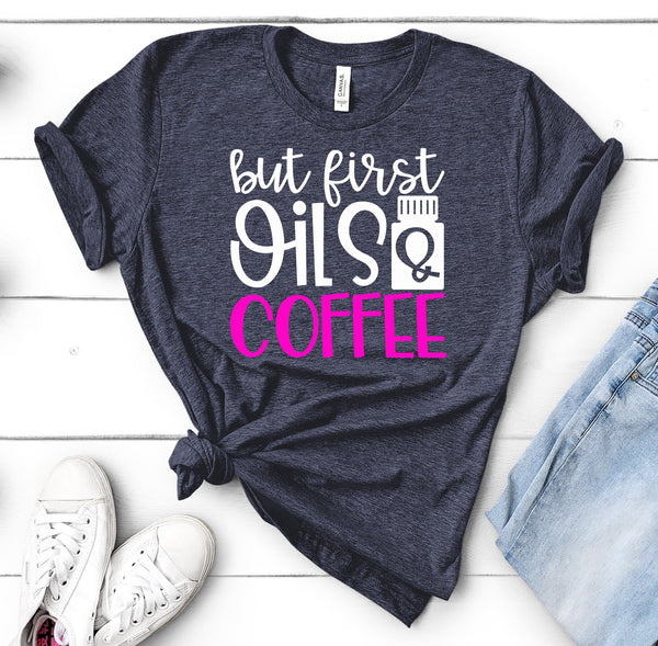 FUN OILS & COFFEE UNISEX TEES - UP TO 4XL - BEAUTIFUL HEATHER COLORS