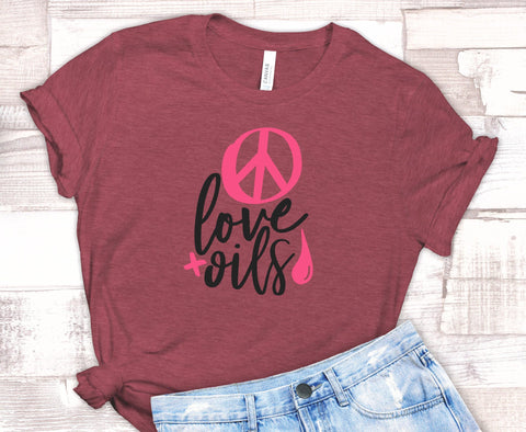 FUN PEACE LOVE OILS UNISEX TEES - UP TO 4XL - BEAUTIFUL HEATHER COLORS