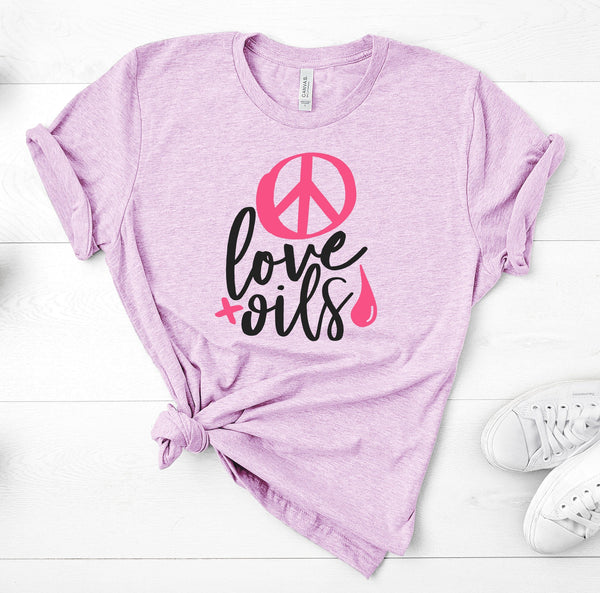 FUN PEACE LOVE OILS UNISEX TEES - UP TO 4XL - BEAUTIFUL HEATHER COLORS