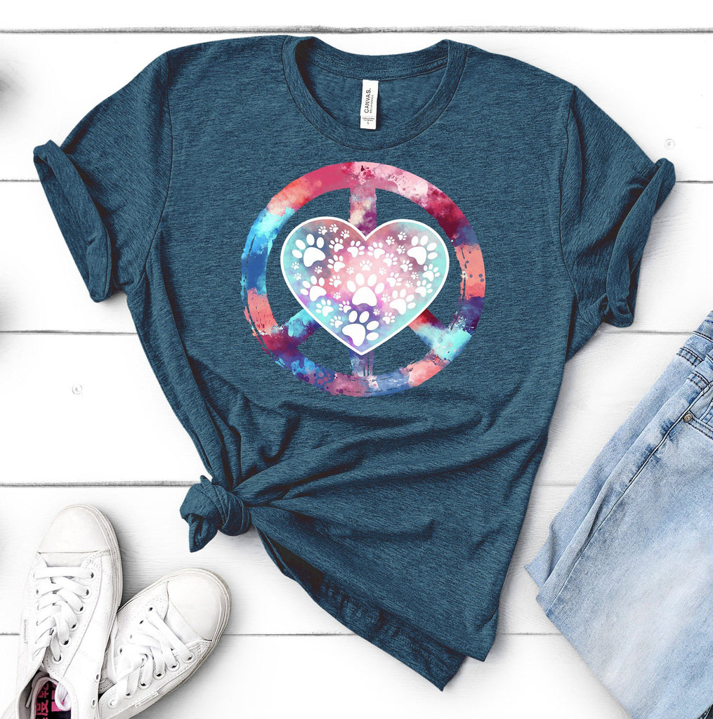 PEACE LOVE PAWS BELLA TEES - UP TO 4XL - 5 COLORS