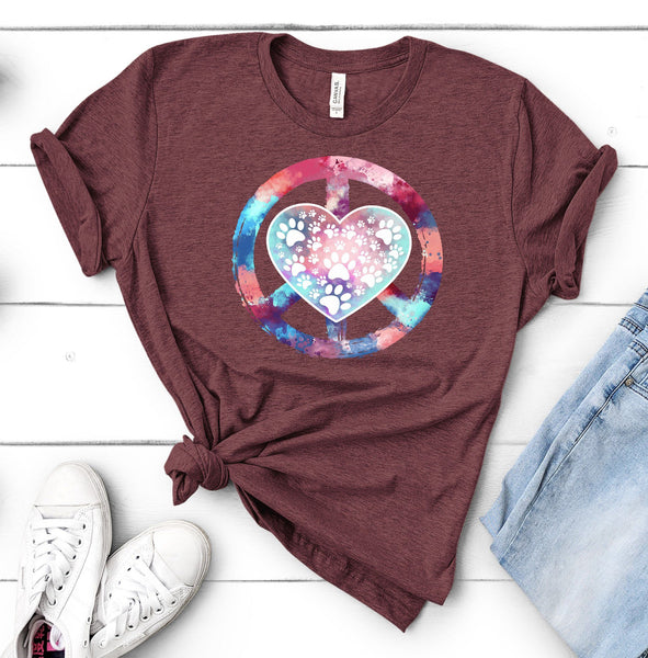 PEACE LOVE PAWS BELLA TEES - UP TO 4XL - 5 COLORS