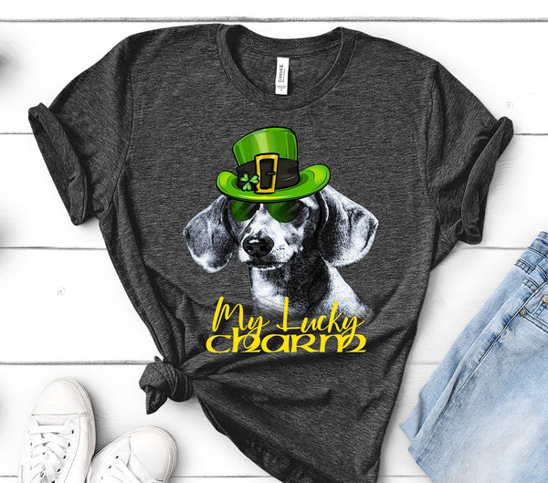 COOL LUCKY CHARM DACHSHUND BELLA CANVAS TEES - SIZES TO 4XL - 2 COLORS