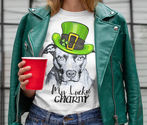 MY LUCKY CHARM PIT BULL PREMIUM BELLA CANVAS TEES - SIZES TO 4XL