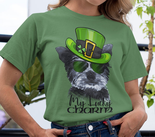 COOL LUCKY CHARM YORKIE CANVAS TEES - SIZES TO 4XL - 2 COLORS