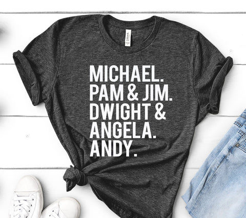 THE OFFICE CHARACTERS HEATHER DARK GREY BELLA CANVAS TEE - SIZES TO 4XL