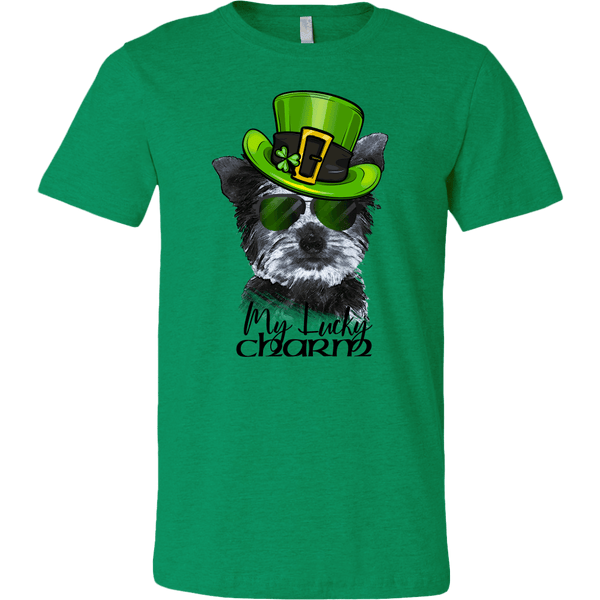COOL LUCKY CHARM YORKIE CANVAS TEES - SIZES TO 4XL - 2 HEATHER COLORS